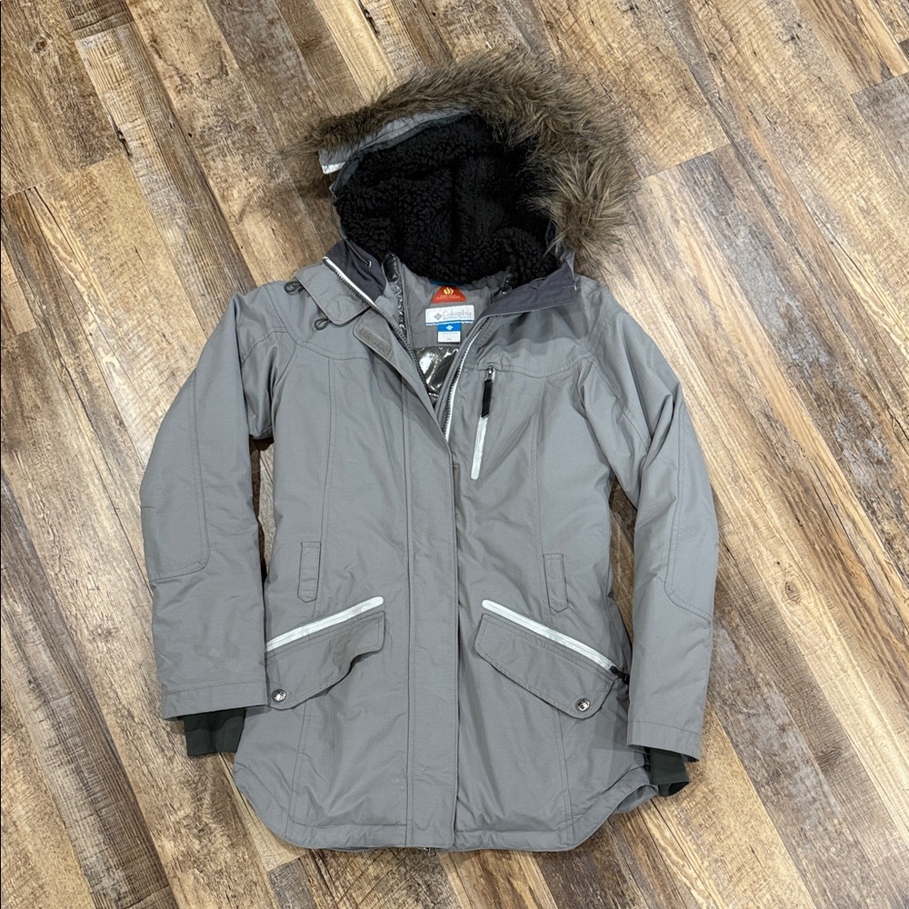 Columbia Gray Hooded Jacket with Thermal Lining size xs
